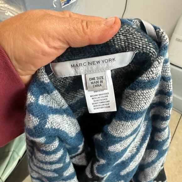 Marc New York Blue and Gray Knit Poncho - Picture 2 of 3